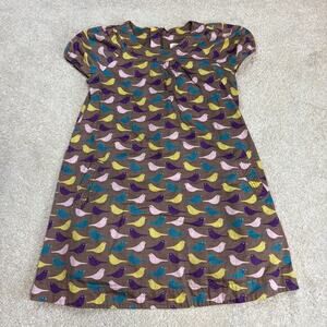 Mini Boden Bird Print 100% Cotton Dress Size 9-10 Years